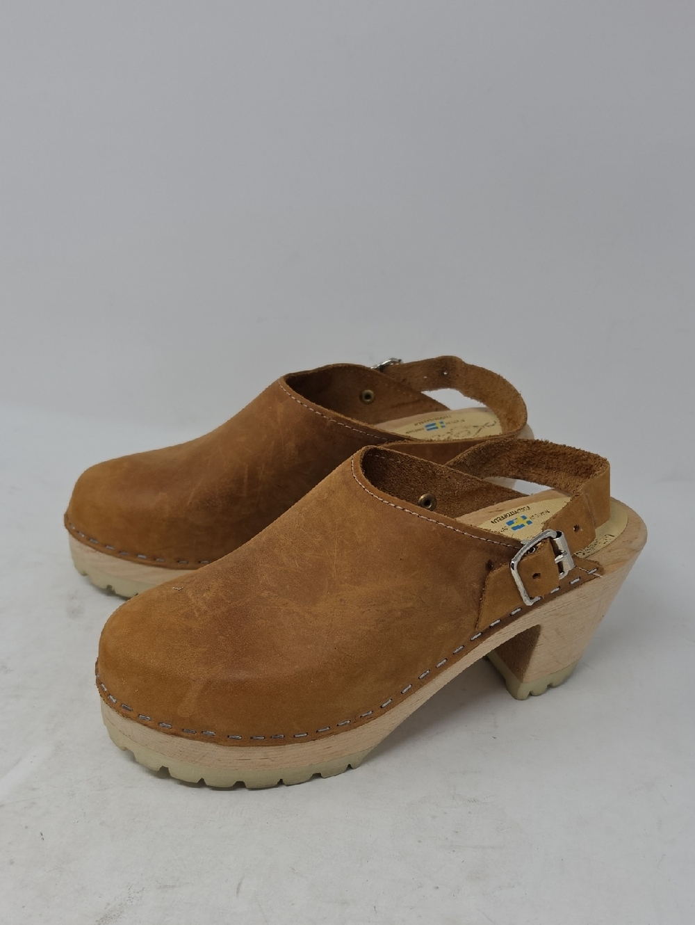 Lotta from Stockholm brown oiled nubuck high heel clogs Size 38